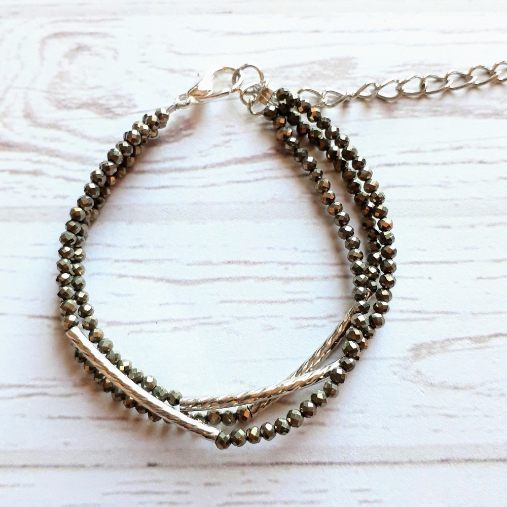 Pyrite Gemstone Bracelet - Picture 2 of 3